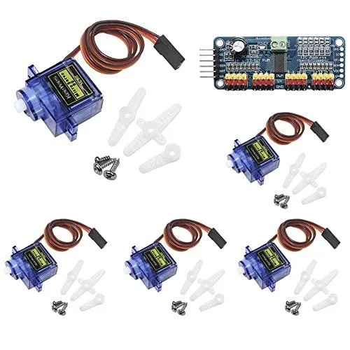 Melcan Melcan SG90 9G Micro Servo 5pcs with PCA9685 16-Channel Driver hobby collectible — product photo