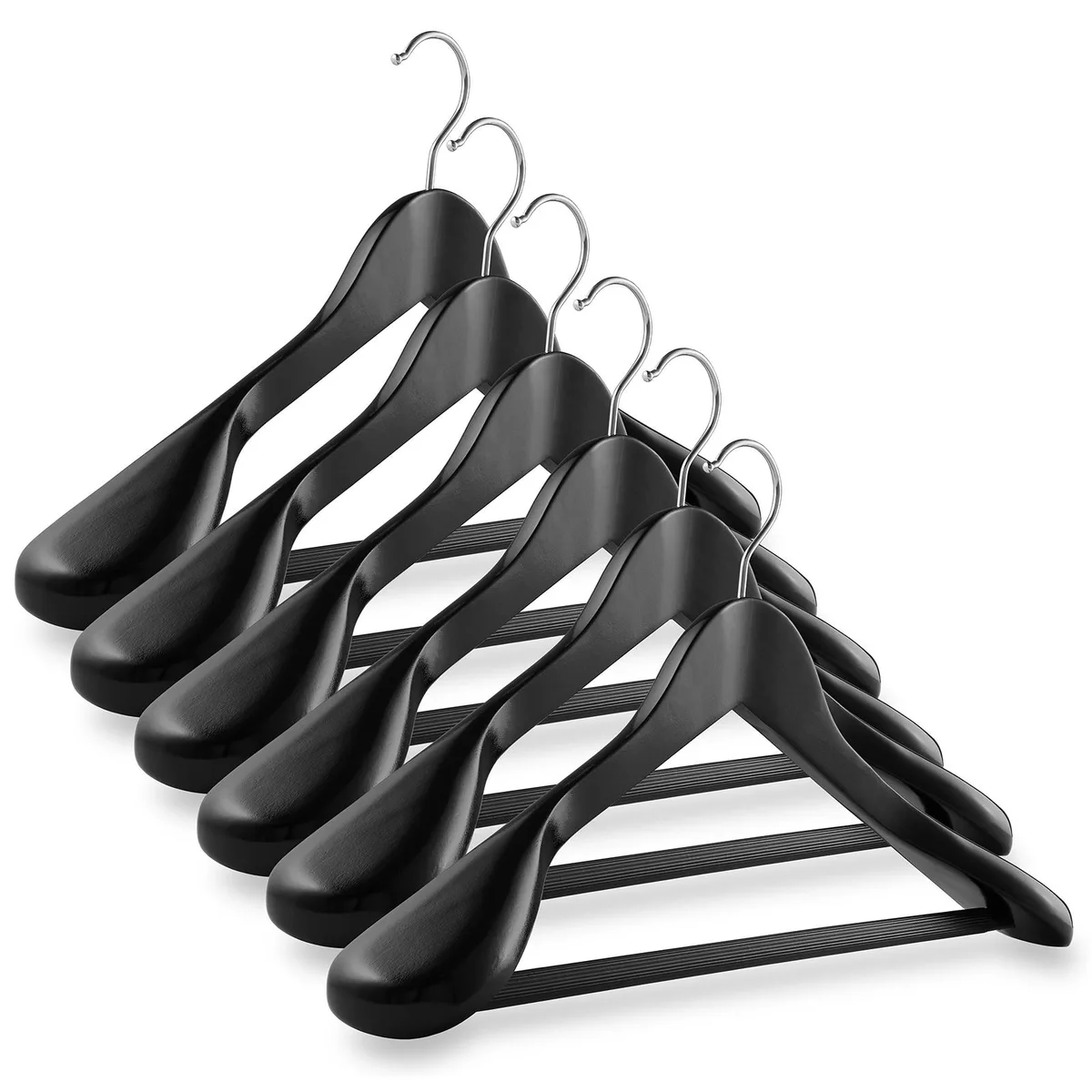 Casafield Casafield 6 Black Wide Shoulder Wooden Suit Hangers — product photo