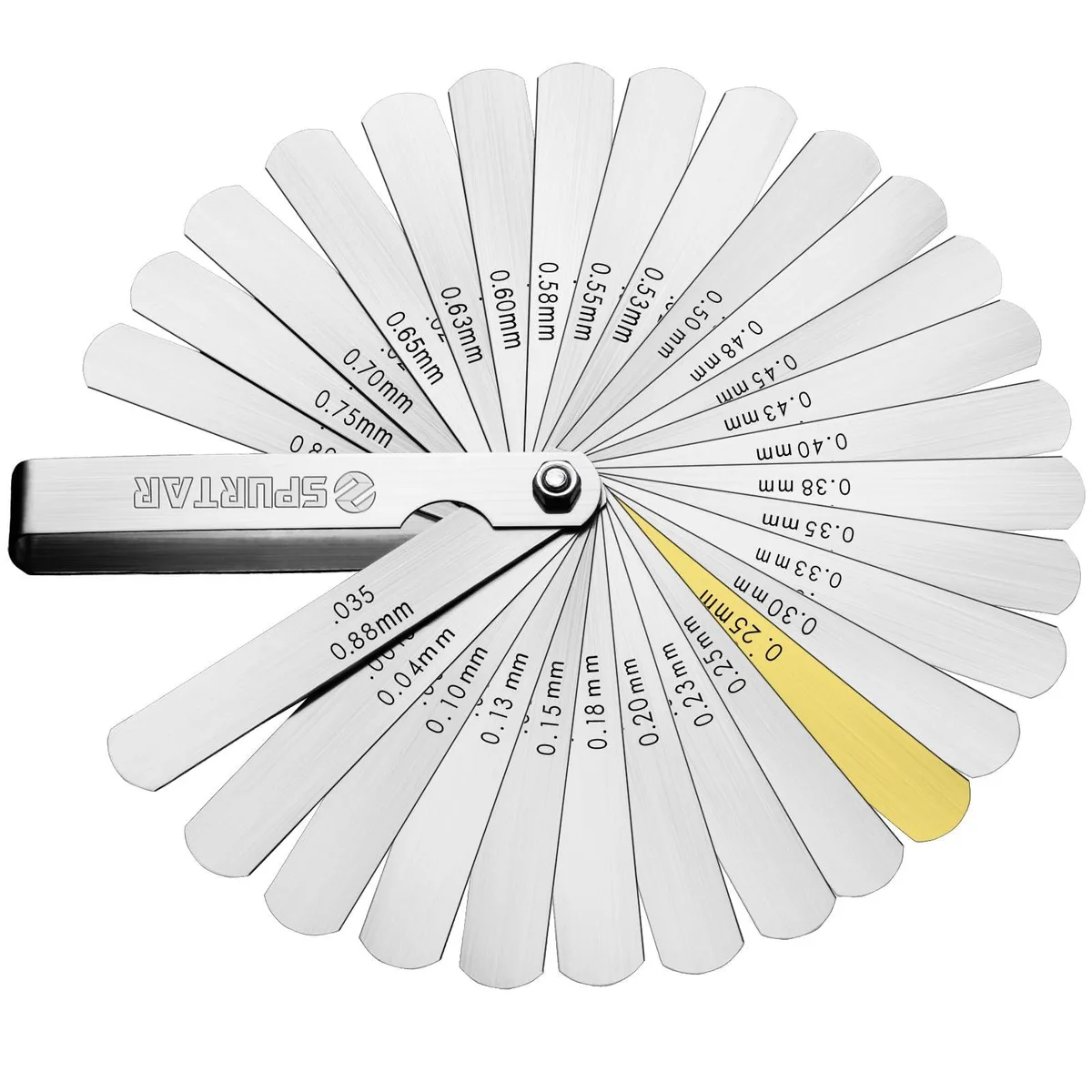 Spurtar Feeler Gauge 32 Blades 0.0015-0.035" 0.04-0.88mm Stainless Steel Dual Marked — product photo