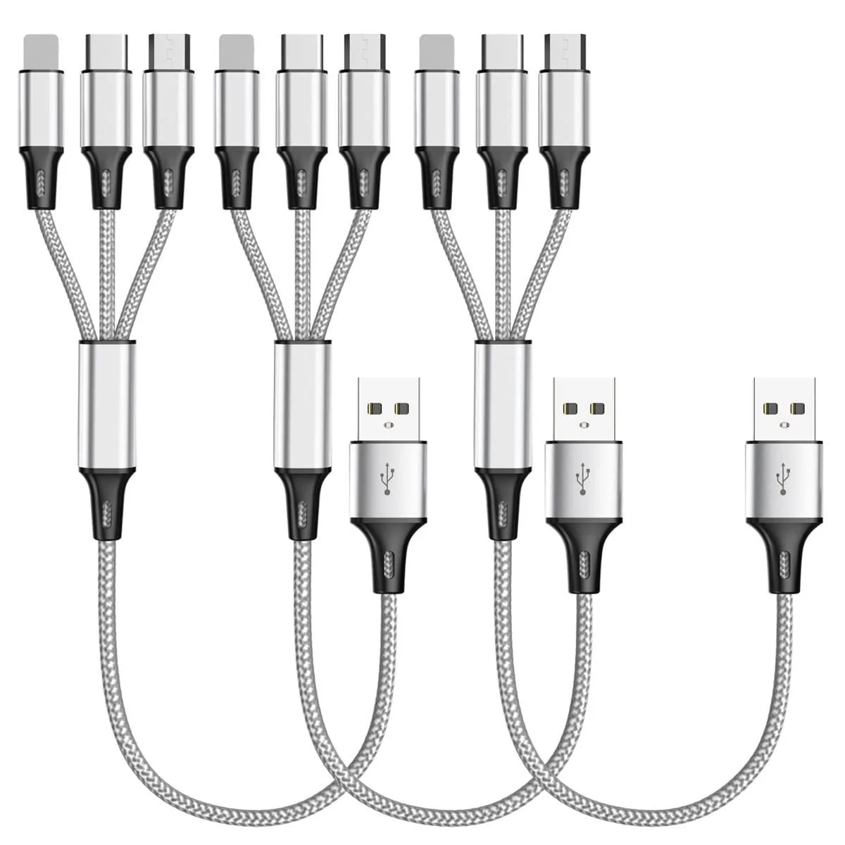 RUOCLRIS RUOCLRIS 3-in-1 Multi Charging Cable 3Pack 1FT Braided — product photo