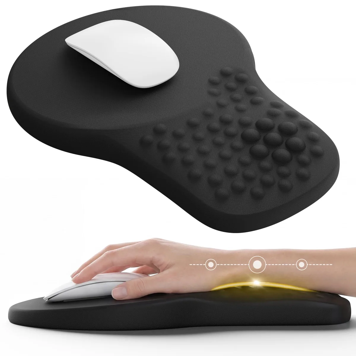  Everweekend 101BK Ergonomic Mouse Pad with Wrist Rest 11.7 x 7.8 in Black — product photo
