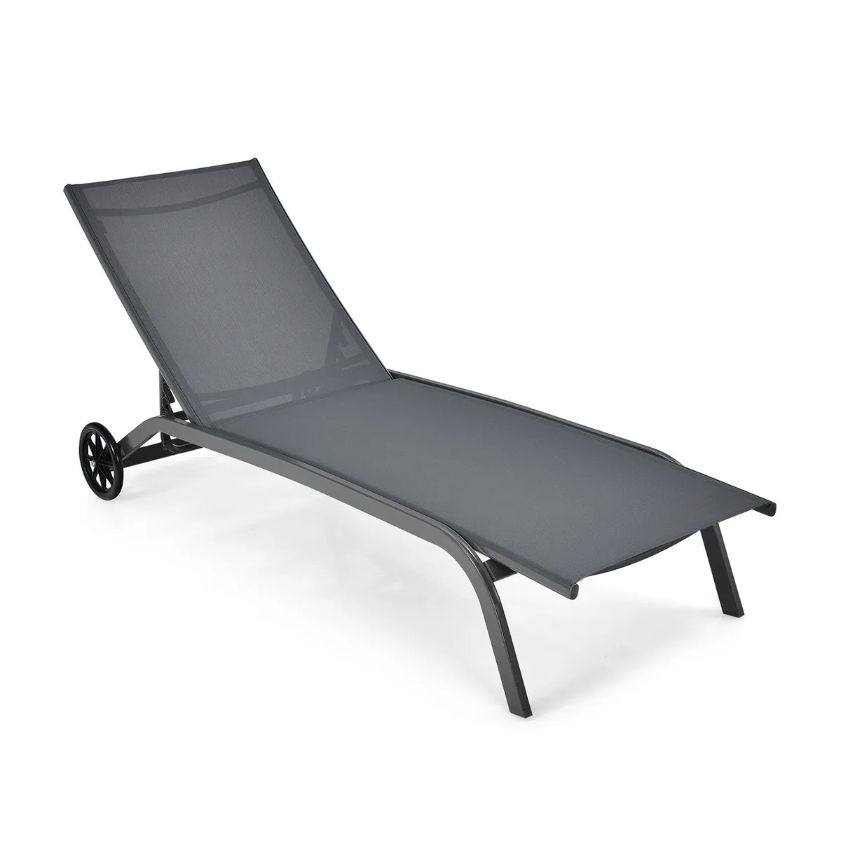 SlickBlue SlickBlue 6-Position Adjustable Chaise Recliner with Wheels Grey — product photo