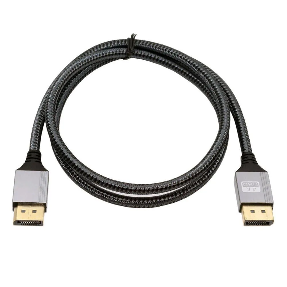 Fervit Fervit DisplayPort to DisplayPort cable 4K 60 Hz 1.2 1.3 32.4 Gbps silver sleeve 1 m — product photo