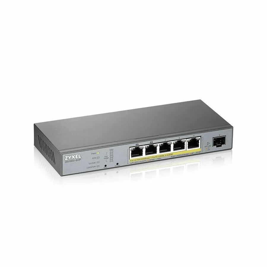 ZyXEL ZyXEL GS1350-6HP 5-Port Gigabit Smart Nebula Cloud Managed PoE+ Switch 60W 1 SFP — product photo