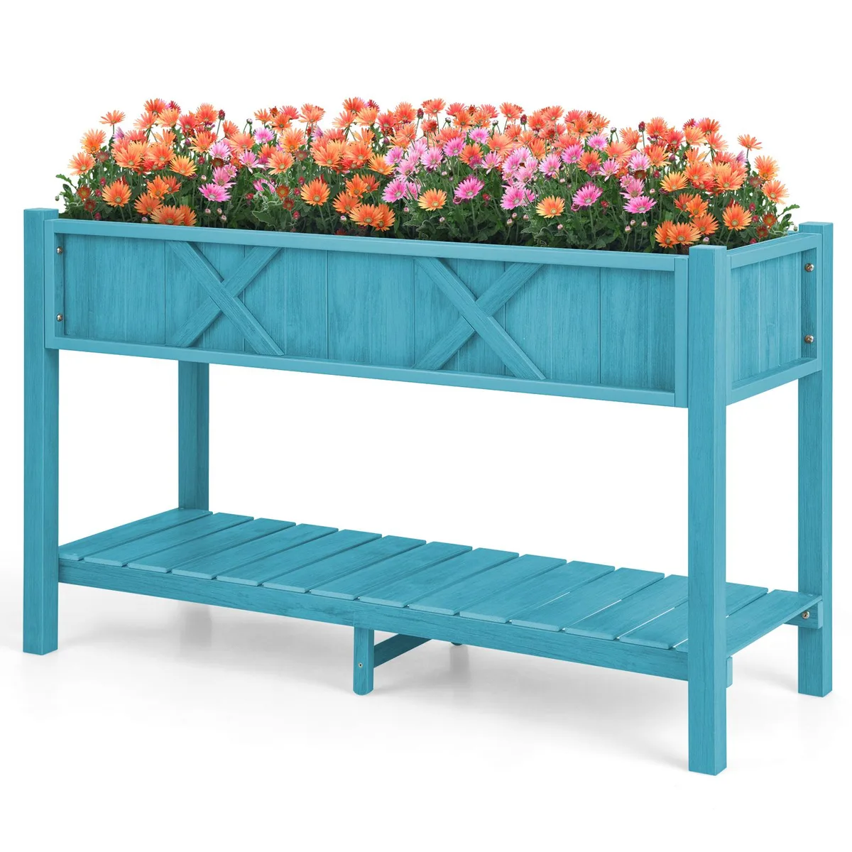 SlickBlue SlickBlue Poly Wood Elevated Planter Box 47" x 18" x 29" Blue — product photo