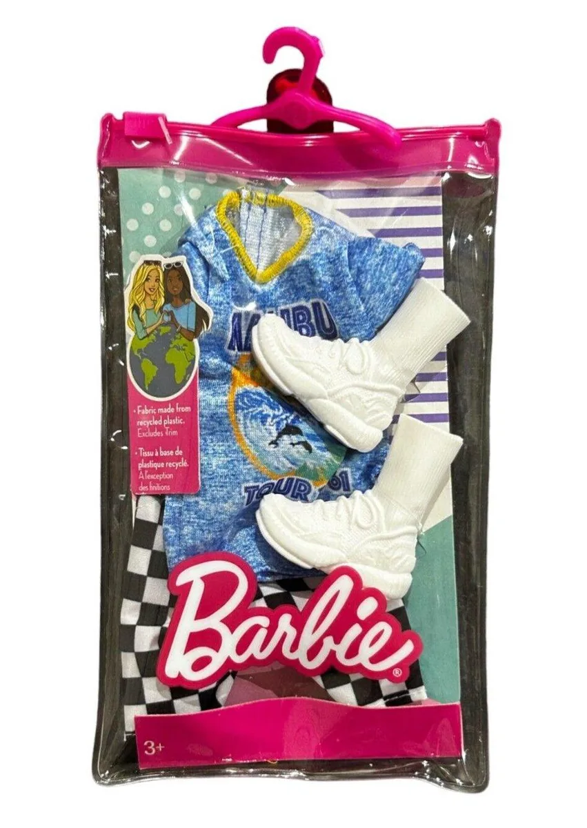 Mattel Wheels Mattel Wheels Barbie Fashions Ken Doll Clothes Set Malibu Tee Shorts Accessory — product photo