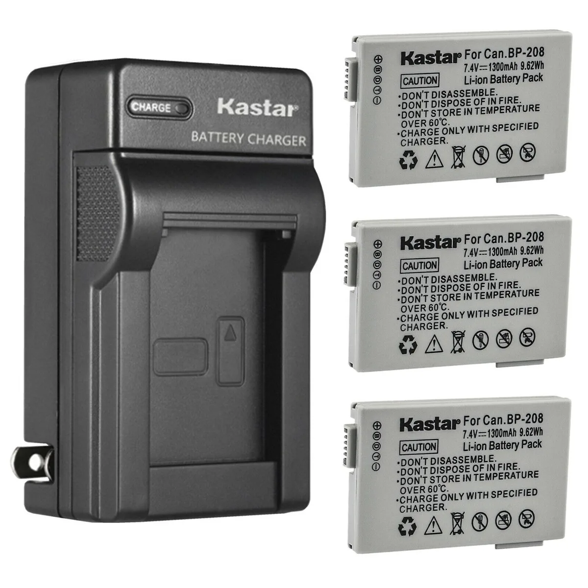 Kastar Kastar 3-Pack BP-208 Battery &amp; AC Wall Charger — product photo