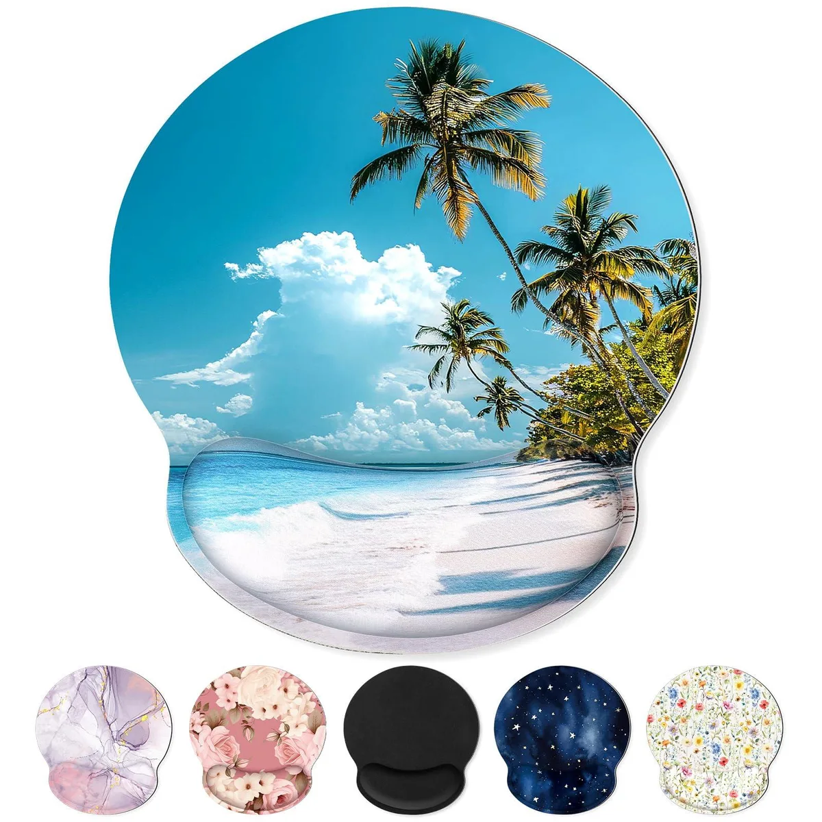  KONVINIT Ergonomic Mouse Pad with Wrist Rest, Beach, 9.06 x 10.04 in — product photo