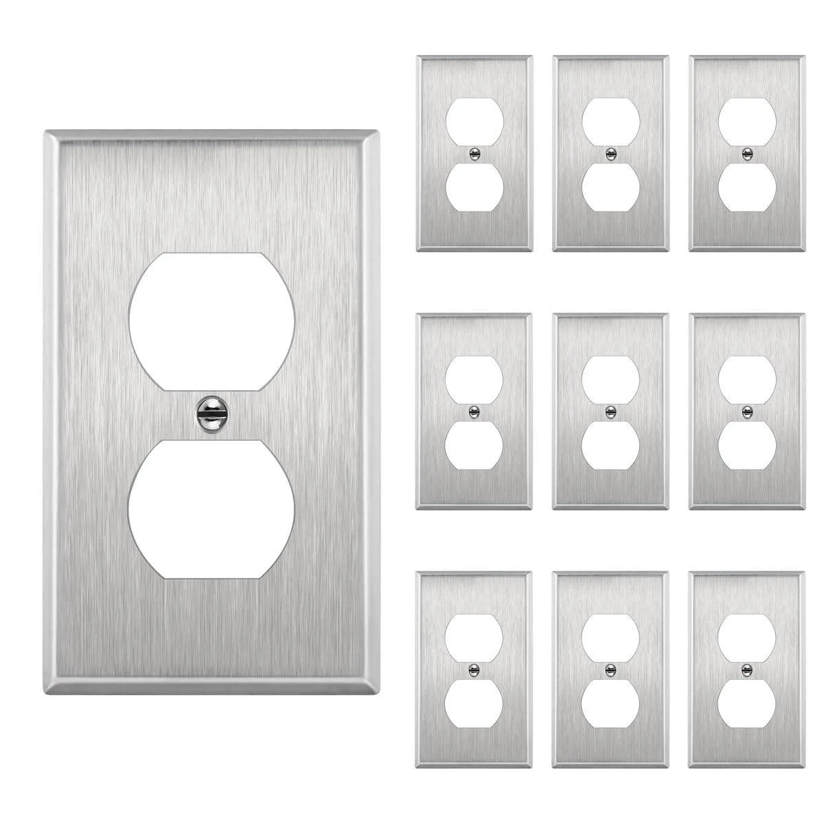  ENERLITES 7721-10PCS Stainless Steel Duplex Wall Plate 10 Pack — product photo