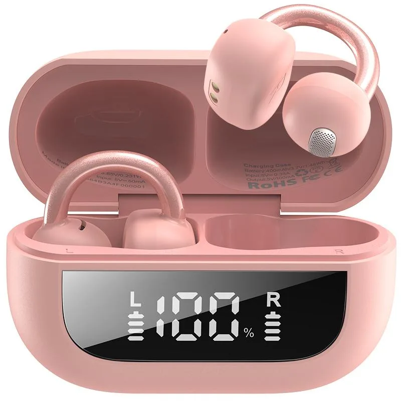 TOZO Store TOZO OpenEarRing Clip-On Headphones Rose 40H Bluetooth 5.4 — product photo