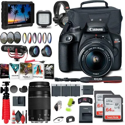 Canon Canon EOS Rebel T100 / 4000D DSLR Camera with 18-55mm + 75-300mm Video Bundle — product photo