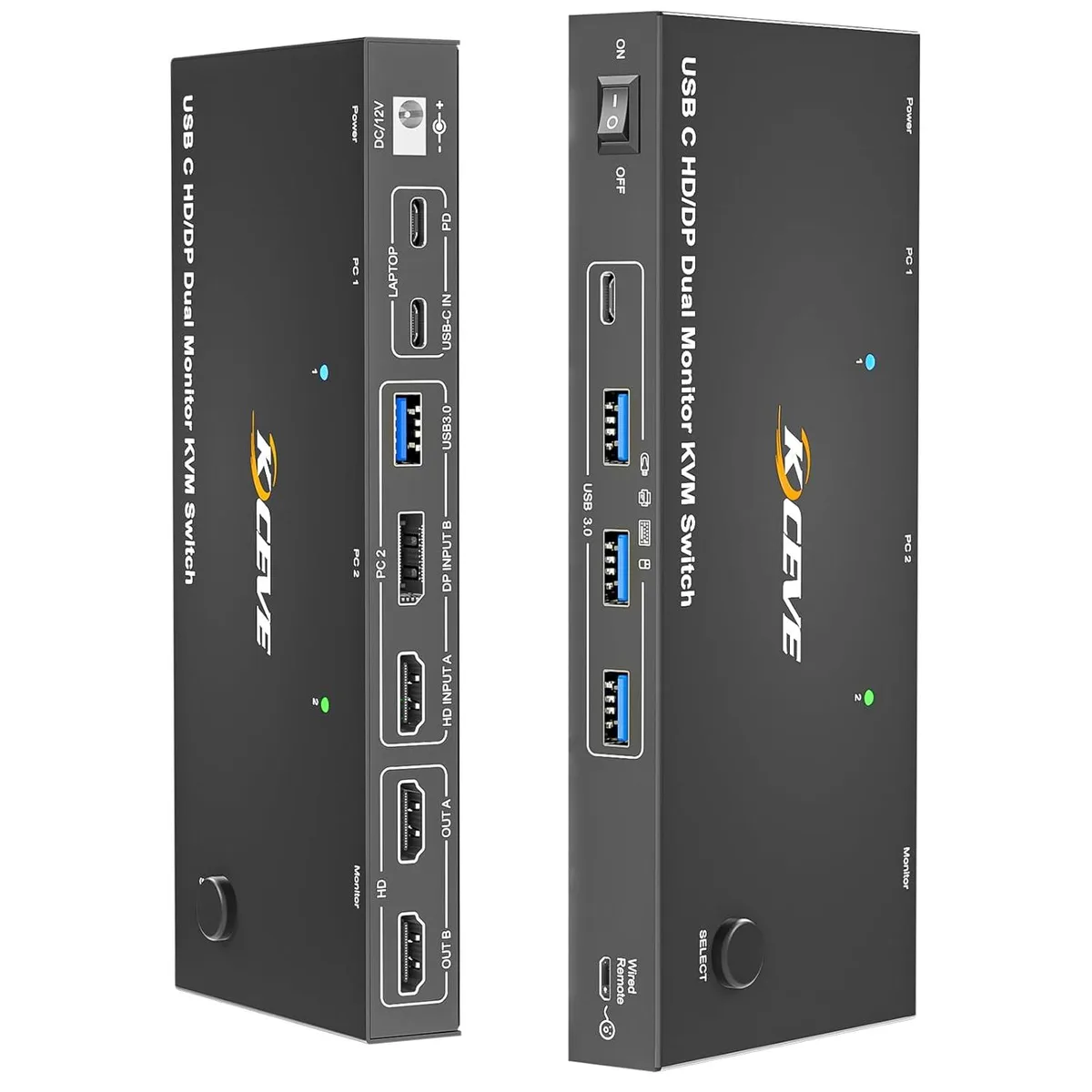 IHDAPP IHDAPP 202CDH USB-C KVM Switch 2 Monitors 2 Computers 4K@60Hz PD 87W Wired Remote — product photo