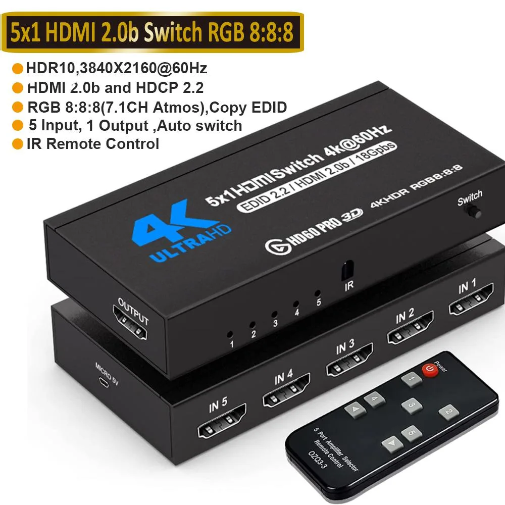 Jansicotek Jansicotek OZQ3-4 5x1 HDMI video switch 4K@60Hz — product photo