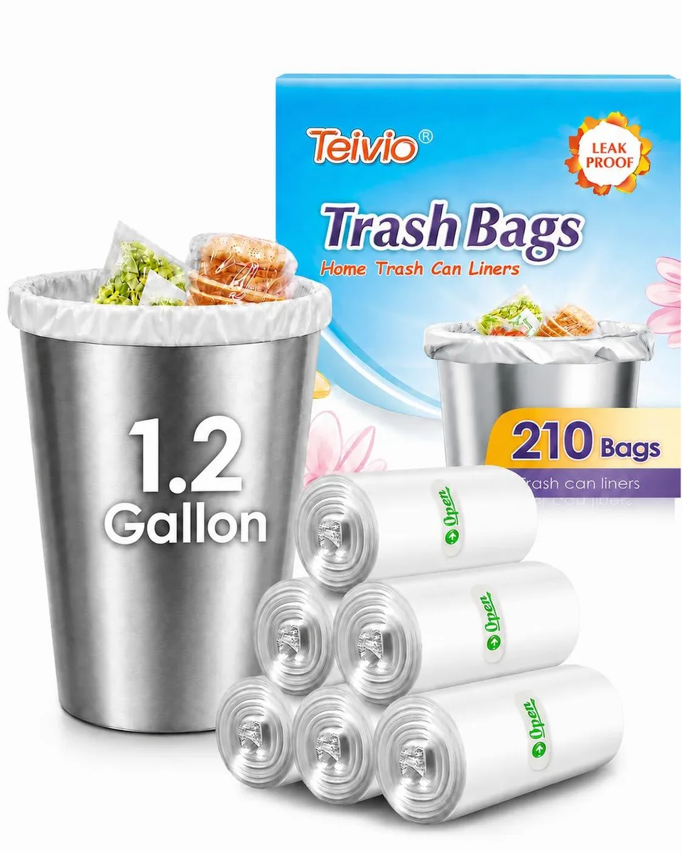  Teivio 1.2 Gallon Clear Trash Bags 120 Count 40x43cm — product photo