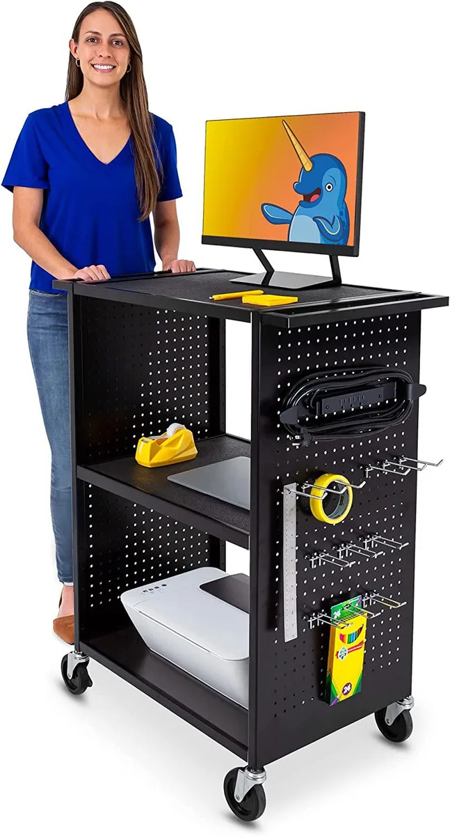 BFKK BFKK Stellar AV Cart with Pegboard Siding &amp; 12 Hooks — product photo