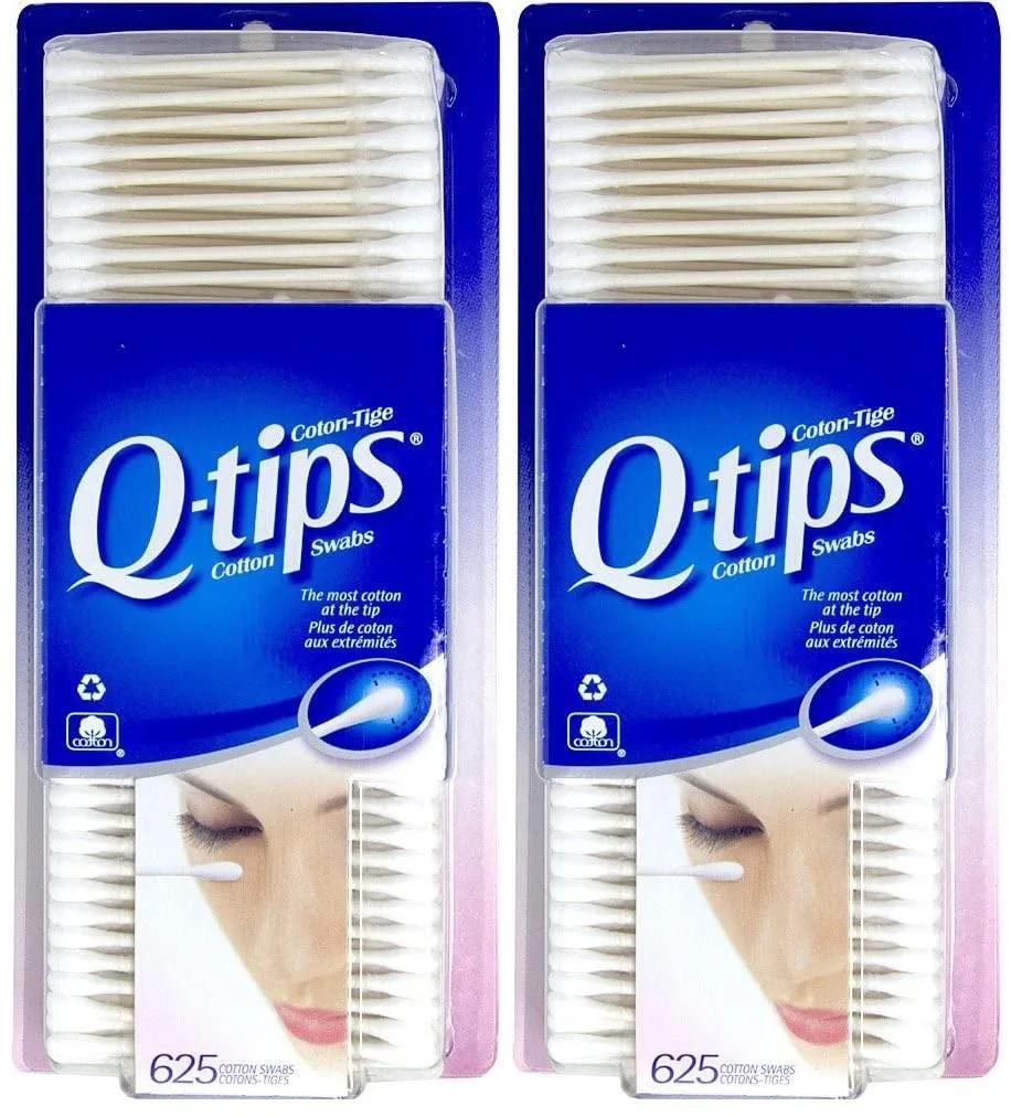 Two packs of cotton swabs in a rectangular box, 625 count total