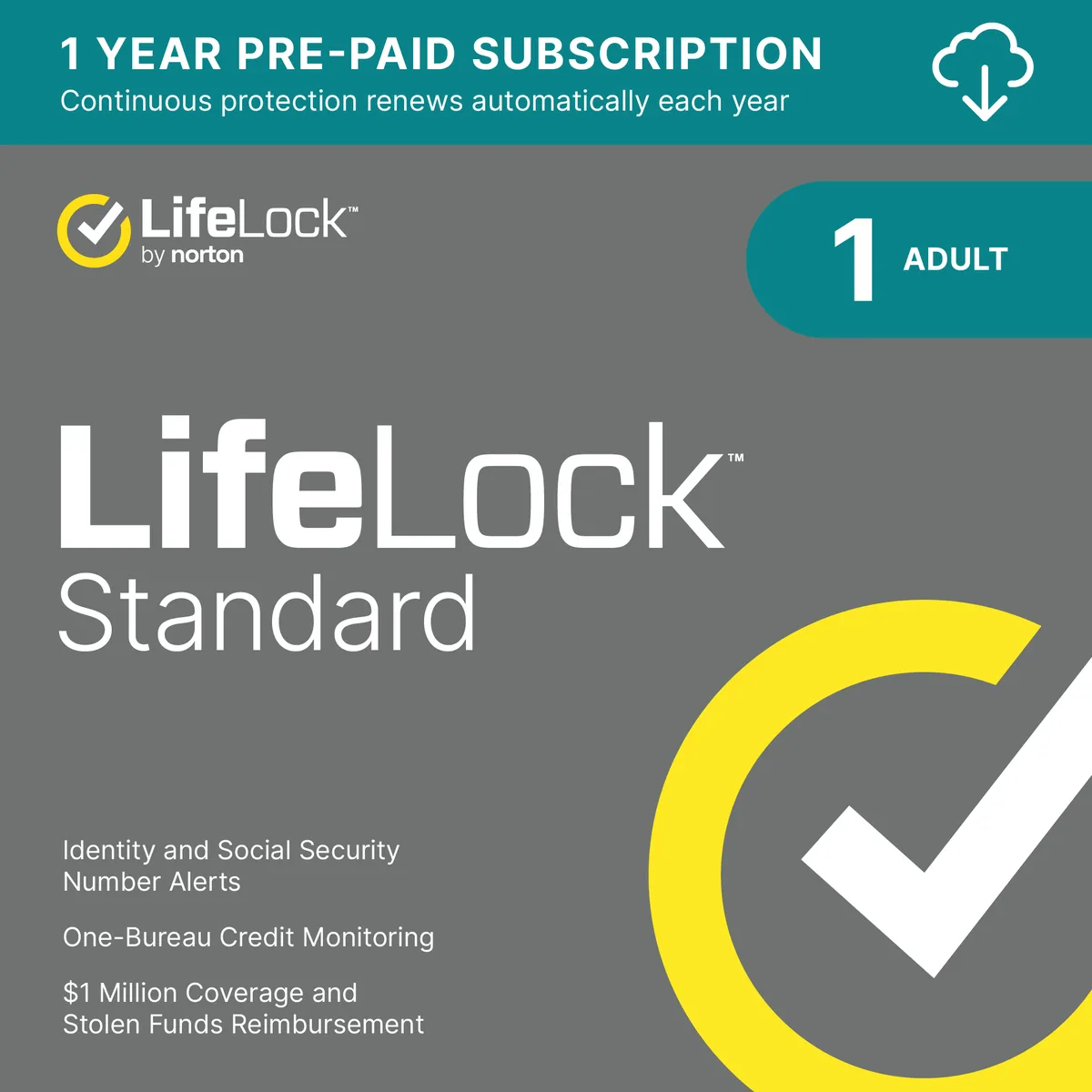 Norton Norton LifeLock Standard Identity Theft Protection 1 Year Auto-Renew 21429523 — product photo