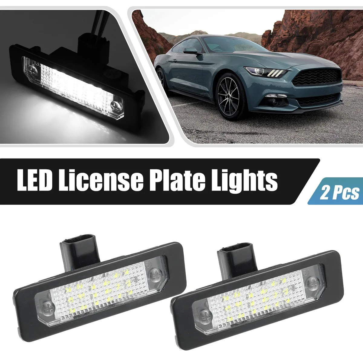 Unique-Bargains Unique-Bargains LED License Plate Lamp Assembly 2pcs 18 LED 6000K White 12V — product photo