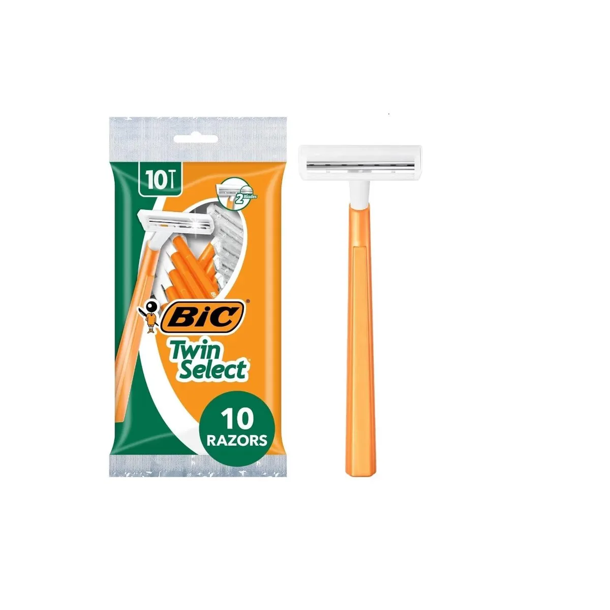 Ten green disposable razors with snap-on blade covers