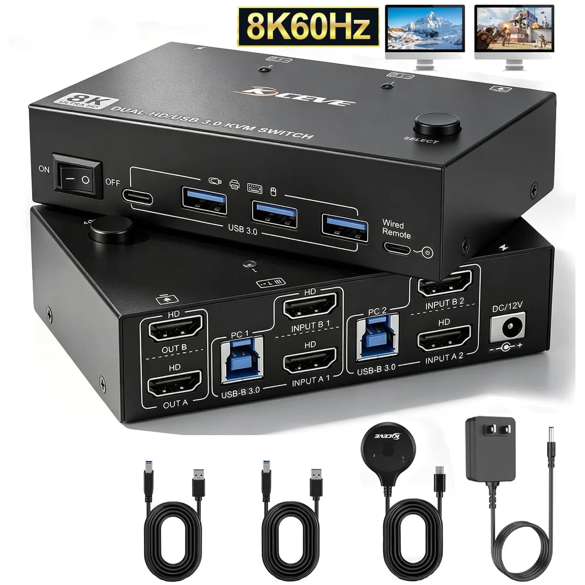 AUTYUE AUTYUE KC-8202 2×2 HDMI KVM Switch 8K@60Hz 4K@144Hz 4×USB 3.0 — product photo