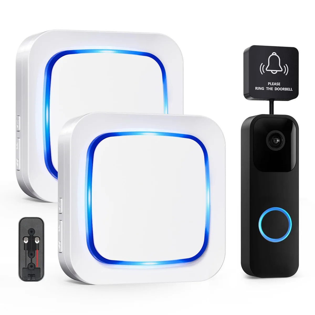  Awair WET03B2 Wireless Doorbell Extender Kit 1 Transmitter 2 Receivers 58 Melodies 656 ft Range — product photo