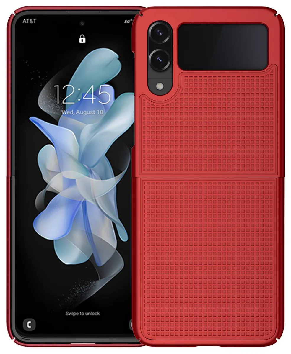 Nakedcellphone Nakedcellphone Red Grid Textured Hard Case for Samsung Galaxy Z Flip 4 5G SM-F721 — product photo