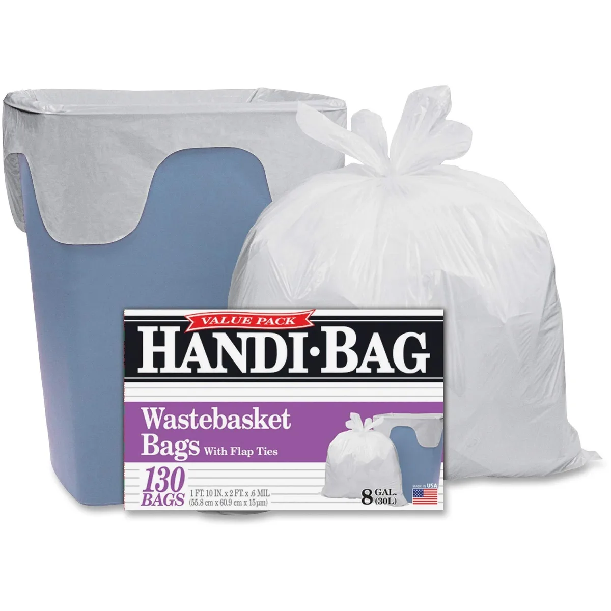  Handi-Bag HAB6FW130 grounds maintenance 8gal .6mil 22x24 white box 130 — product photo