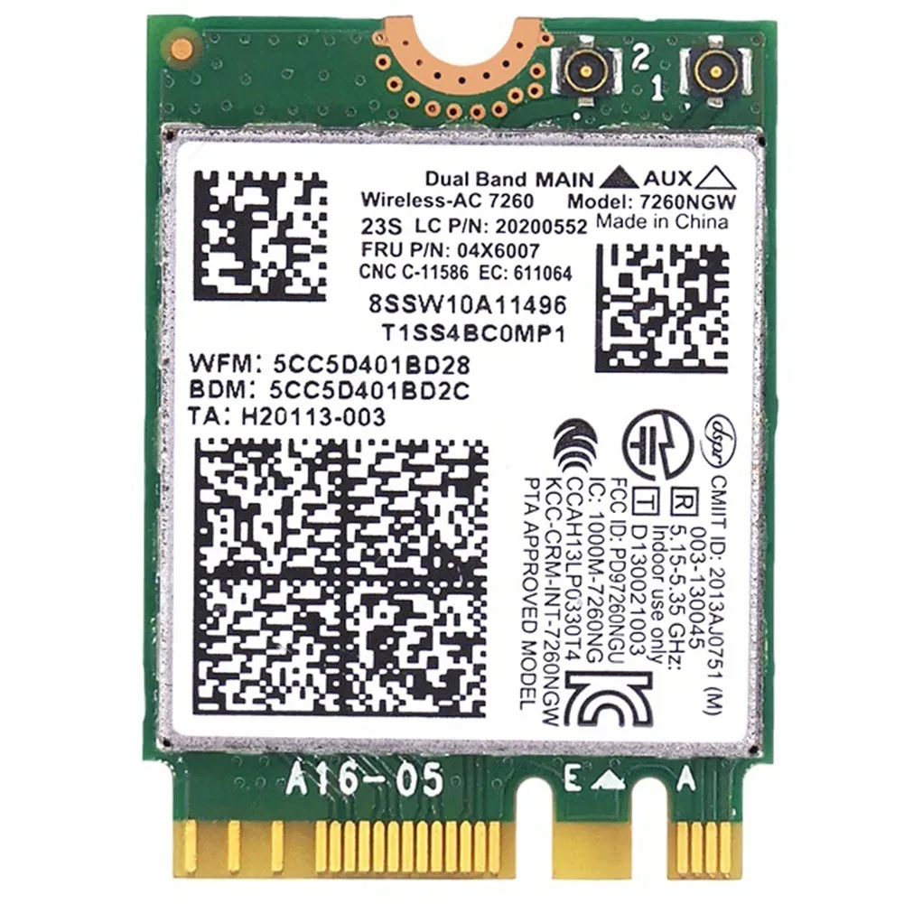 IMC IMC 7260AC M.2 Wi-Fi Adapter 2.4G 300Mbps 5G 867Mbps 04X6007 — product photo