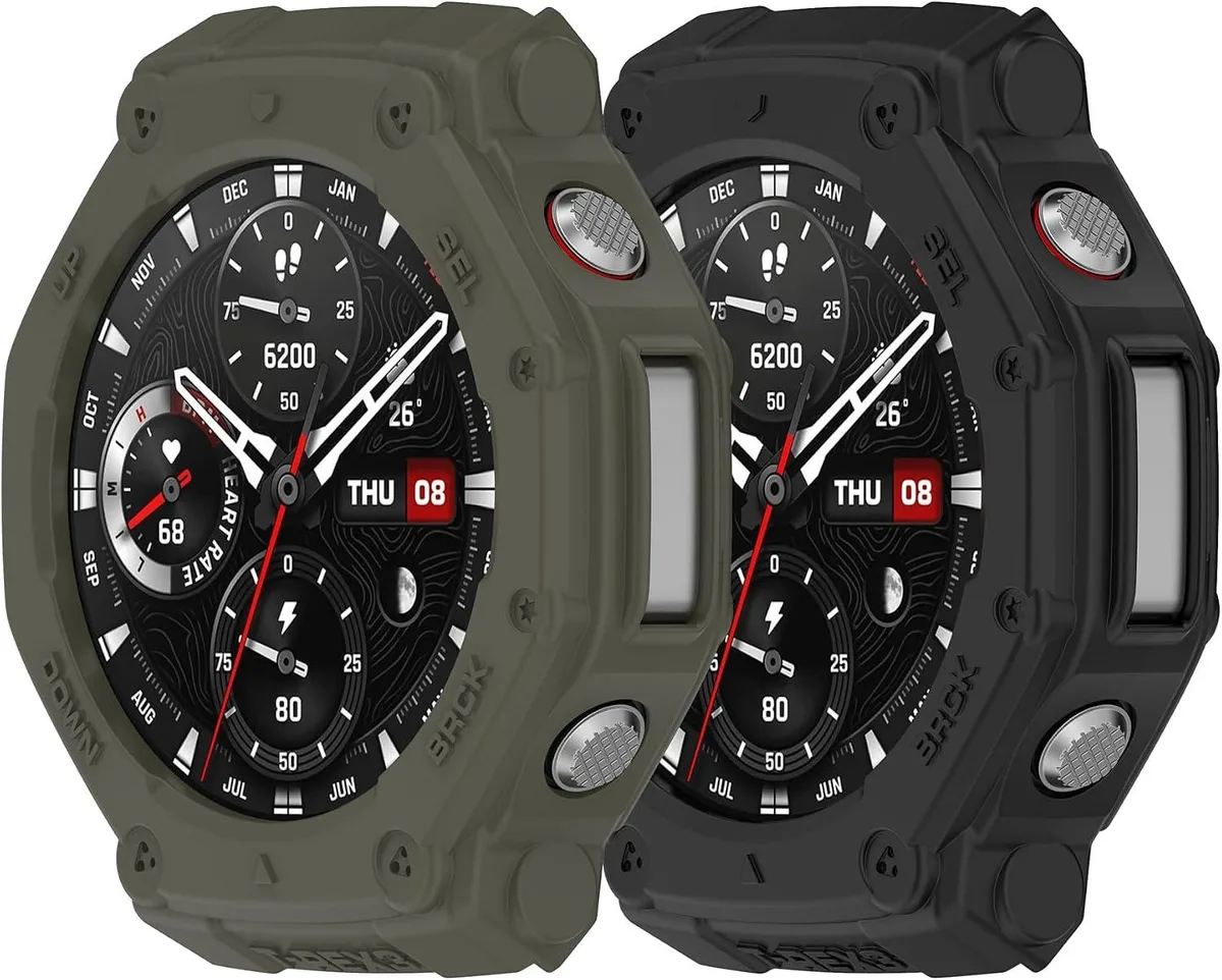 ETEIZU ETEIZU 2 Pack Watch Case Cover Bumper Accessories Amazfit T-Rex 3 Black Green — product photo