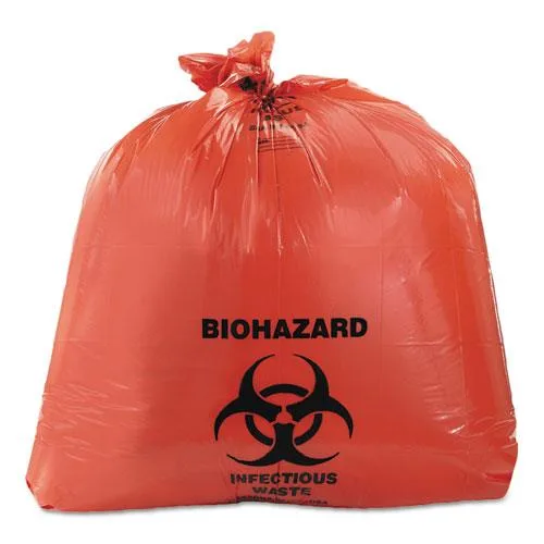 Heritage Bag Company Heritage Bag Company A8046ZR Biohazard Can Liners 40-45 gal 3 mil 40x46 Red 75 CT — product photo
