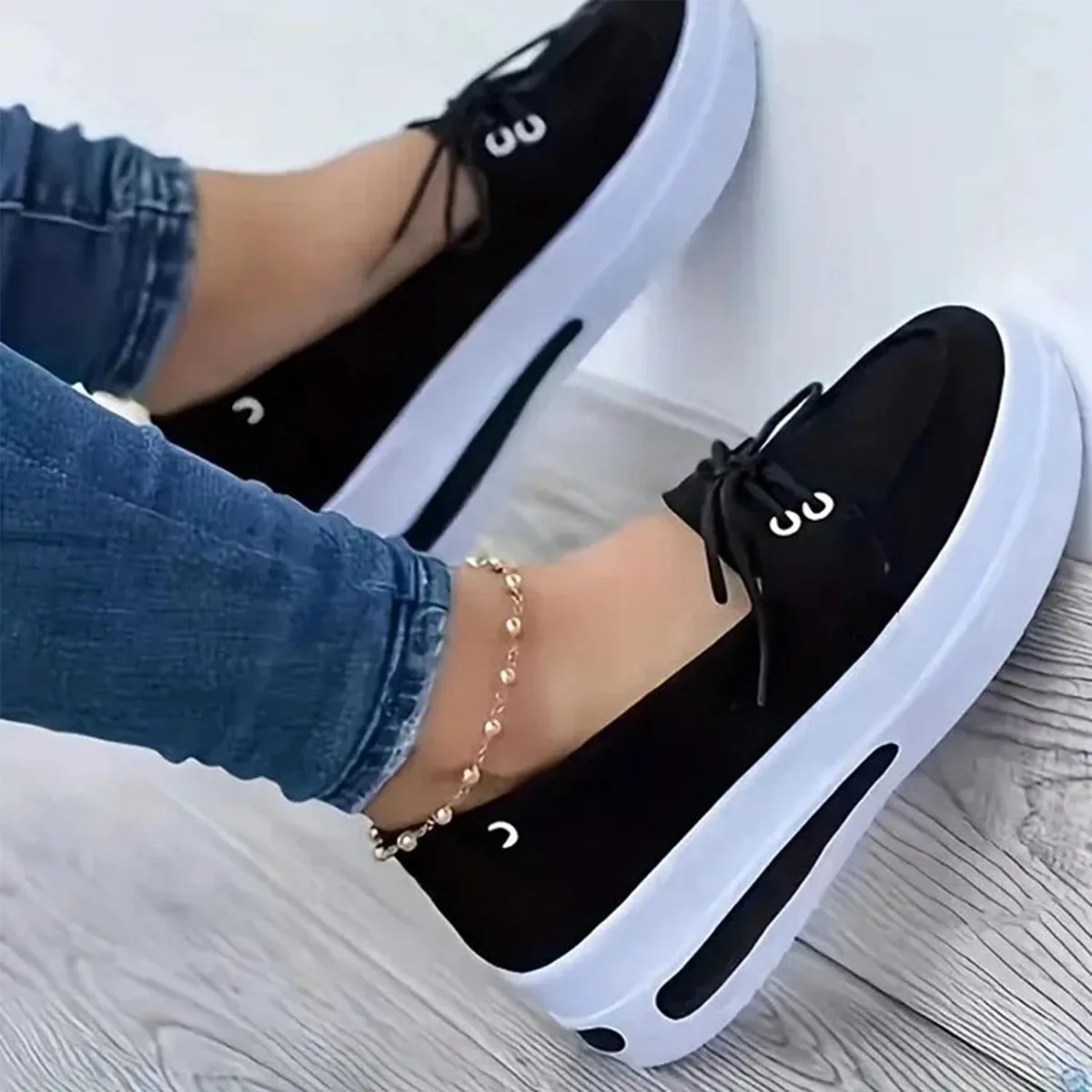 The Perfect Part The Perfect Part Golf Shoes Black Size 10 Block Slip On Closed Toe Platform Wedge Lace Up Sneakers — product photo