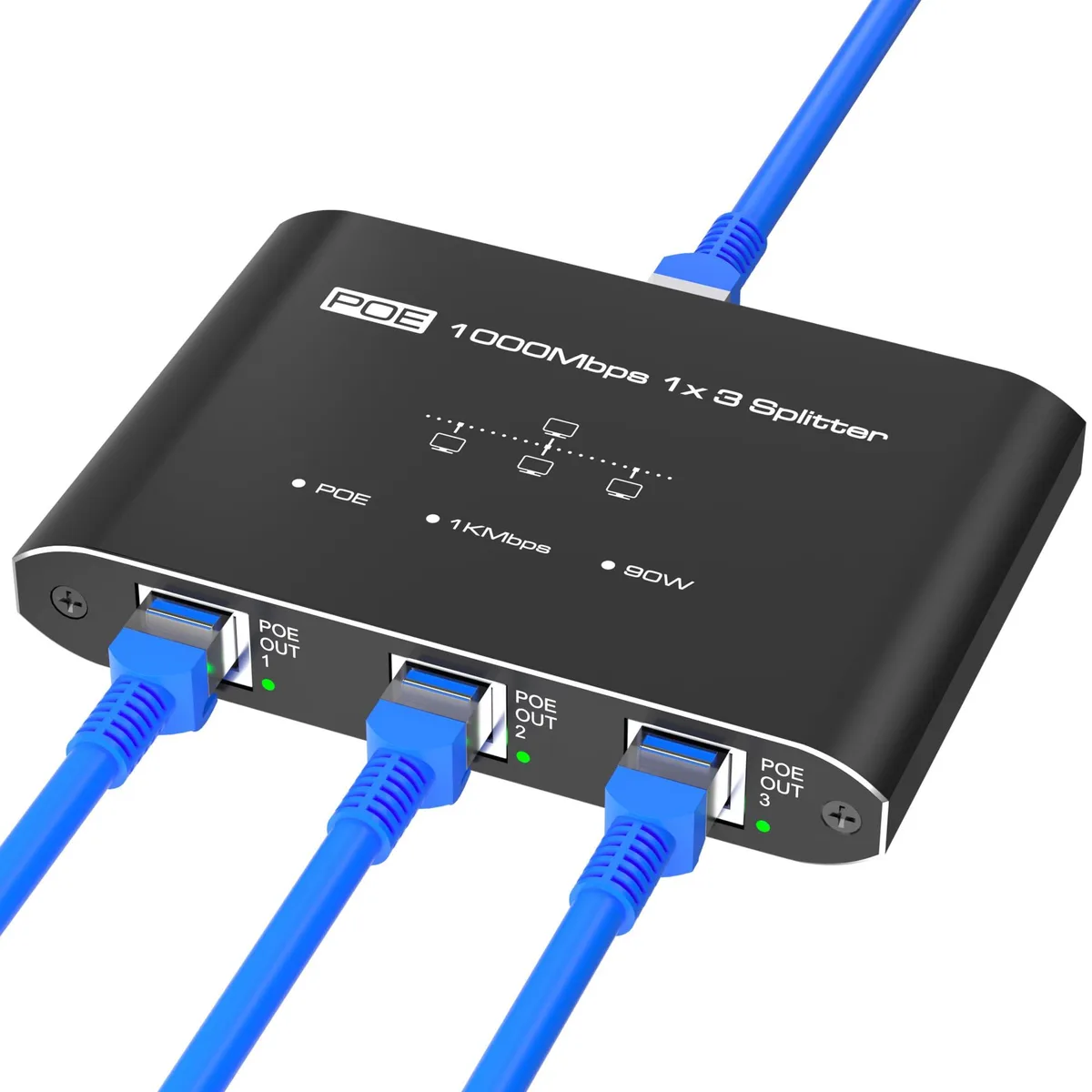 AUKOKIOULA RS-103-US-1 3-Port Gigabit PoE Splitter 30W 48V Powerline Networking — product photo