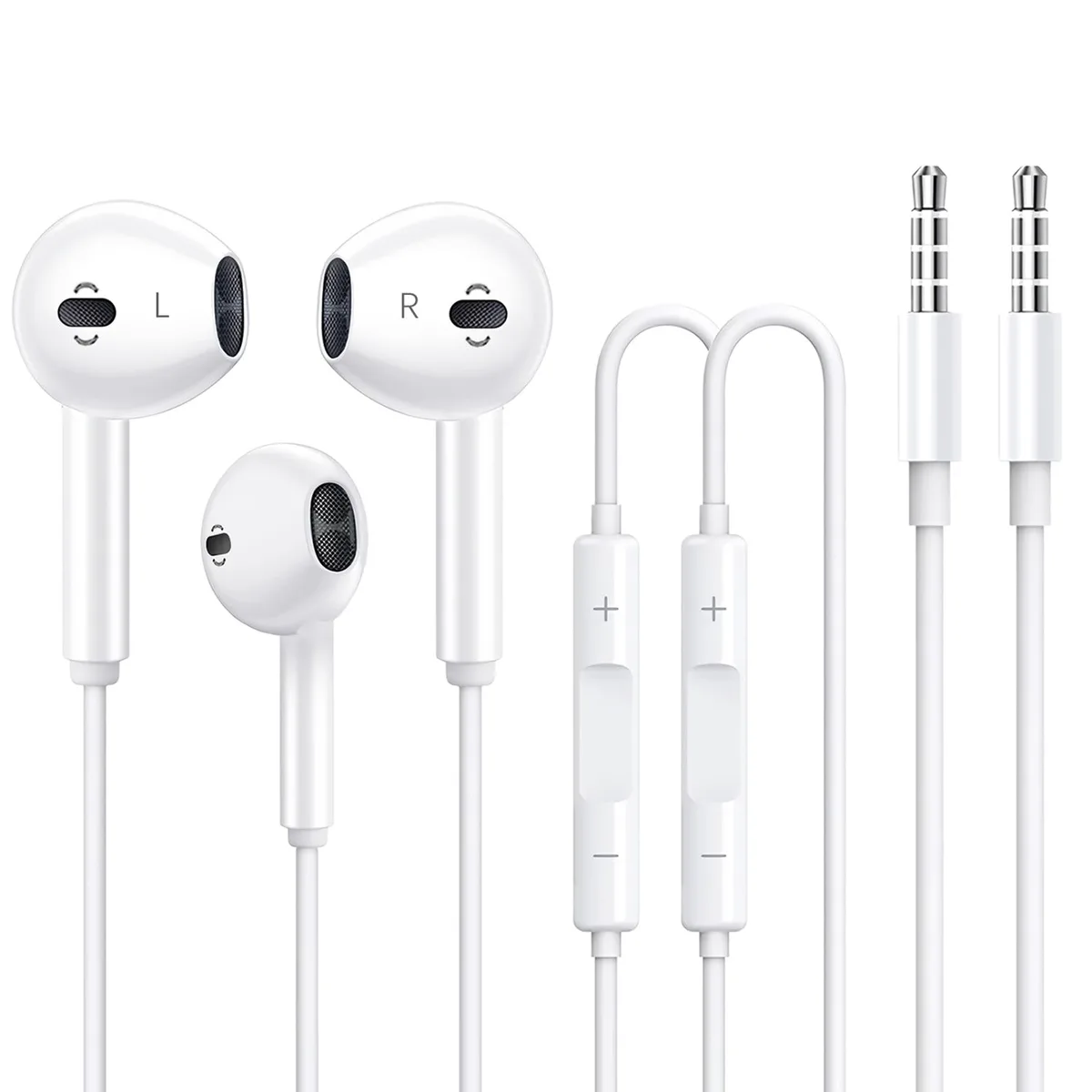 Monoprice 3.5mm In-Ear Earbuds 2 Pack White — product photo