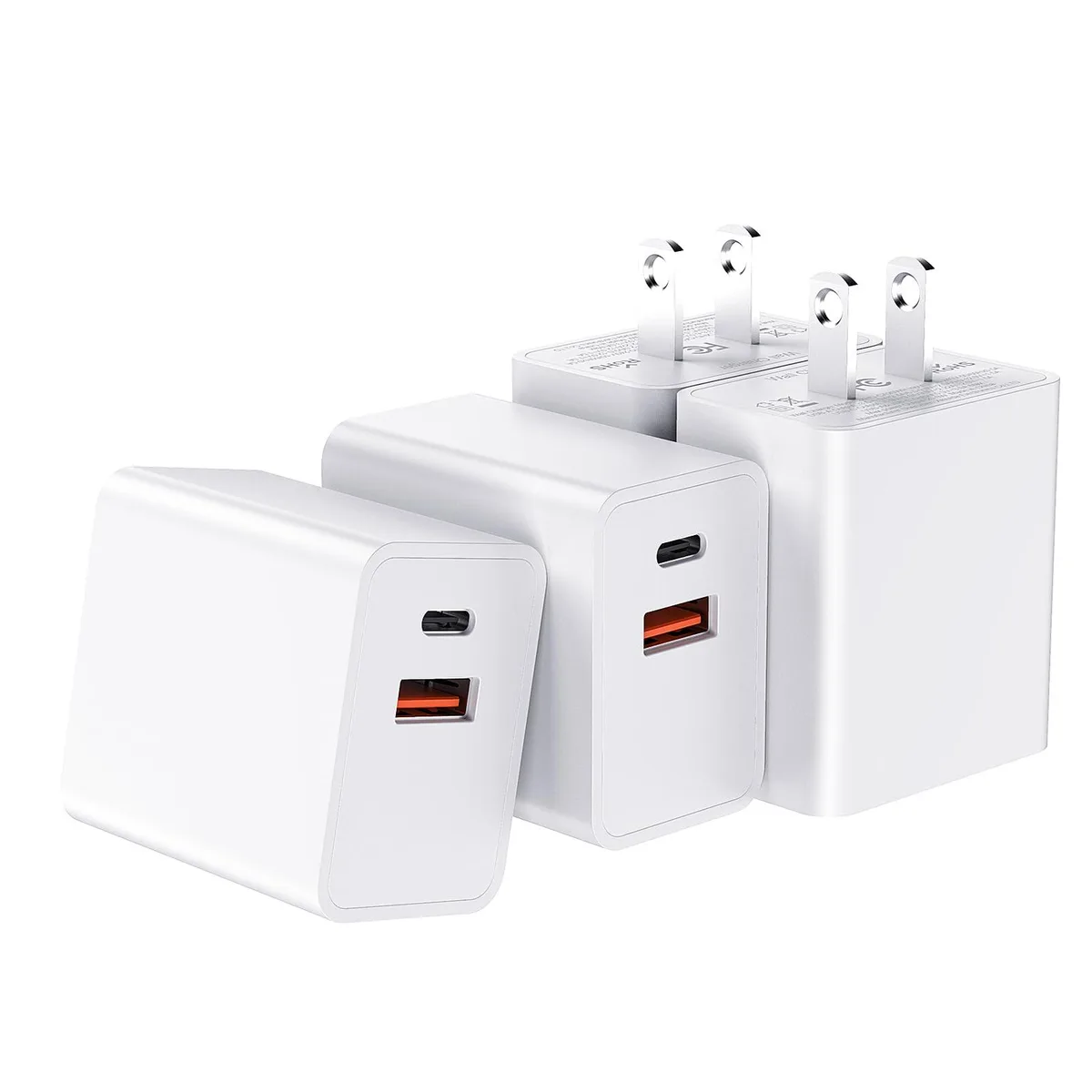 KEHIPI KEHIPI US052100-2U 20W Dual USB-C/A Charger 4-Pack White — product photo