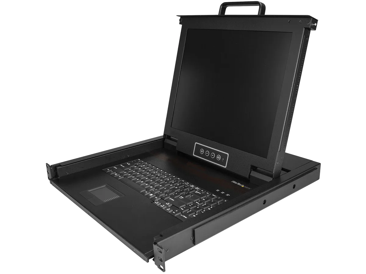 17 inch rackmount KVM console with built-in keyboard and touchpad in 1U form factor