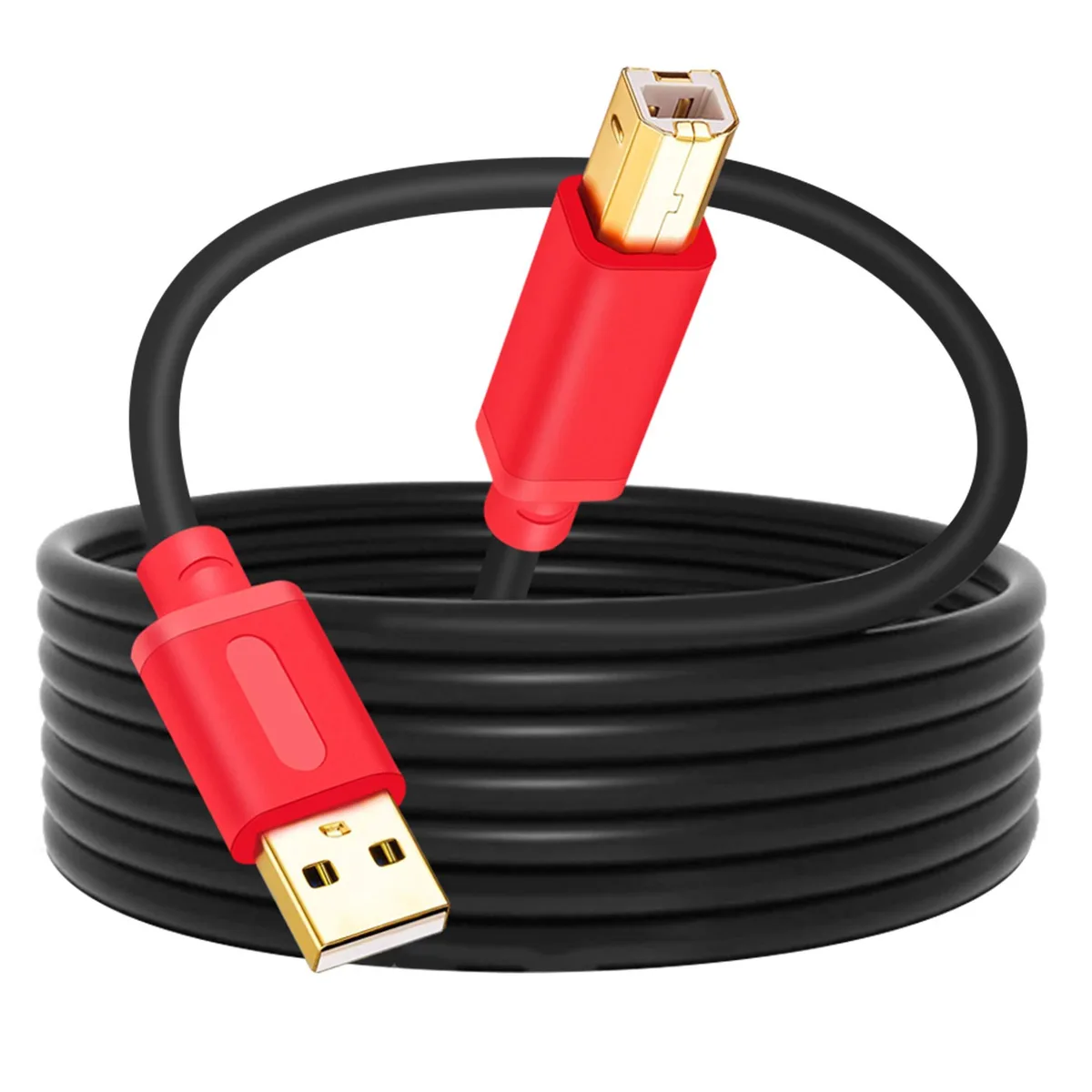  Tan QY USB 2.0 A Male to B Male printer cable 25 ft red — product photo