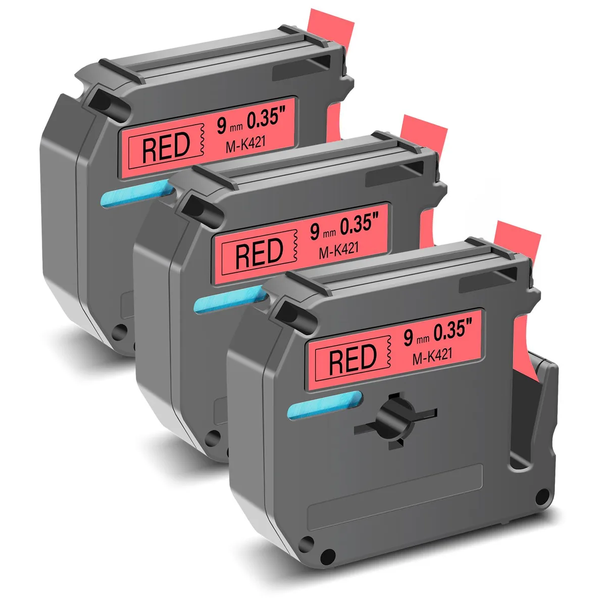 GREENCYCLE GREENCYCLE MK-421 label tape 9mm 8m Black on Red 3 pack — product photo