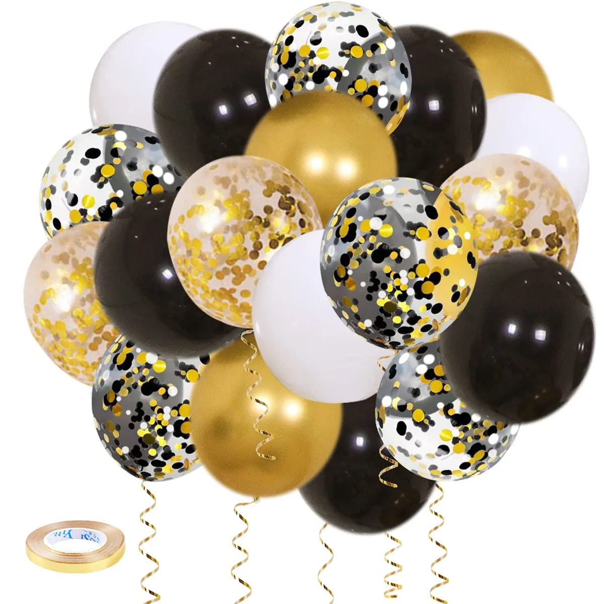  Zesliwy Black Gold Confetti Balloons 50 Pack 12 Inch — product photo