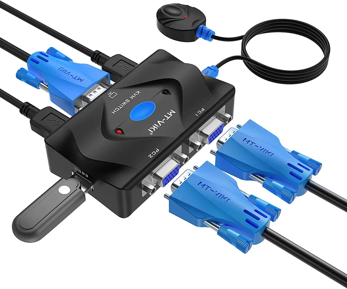 IHDAPP IHDAPP KVM Switch VGA 2 Port 3 USB Hub 1920x1080 — product photo