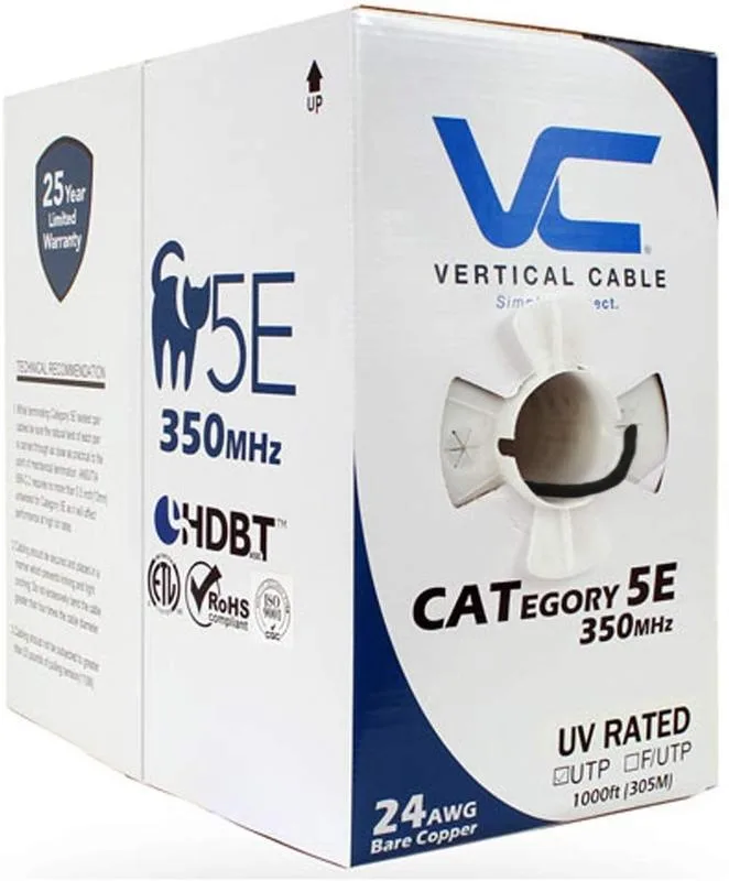 FireFold FireFold CAT5E-1K-UV-BLK Shielded Outdoor Cat5E Cable 1000 ft 24AWG 350MHz UV-Rated Solid Black — product photo