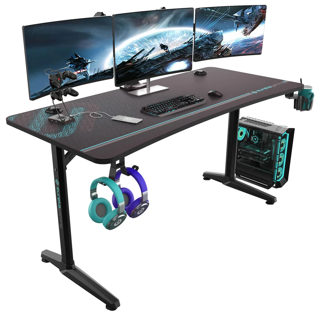 Eureka Ergonomic Eureka Ergonomic Captain Series 60" Gaming Desk Black — product photo