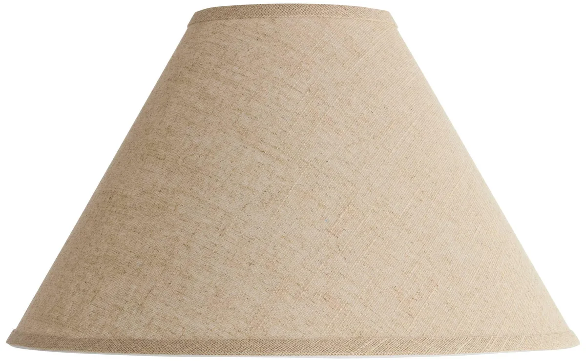 Beige cotton blend empire shade, 17 inch base, polished brass spider fitting