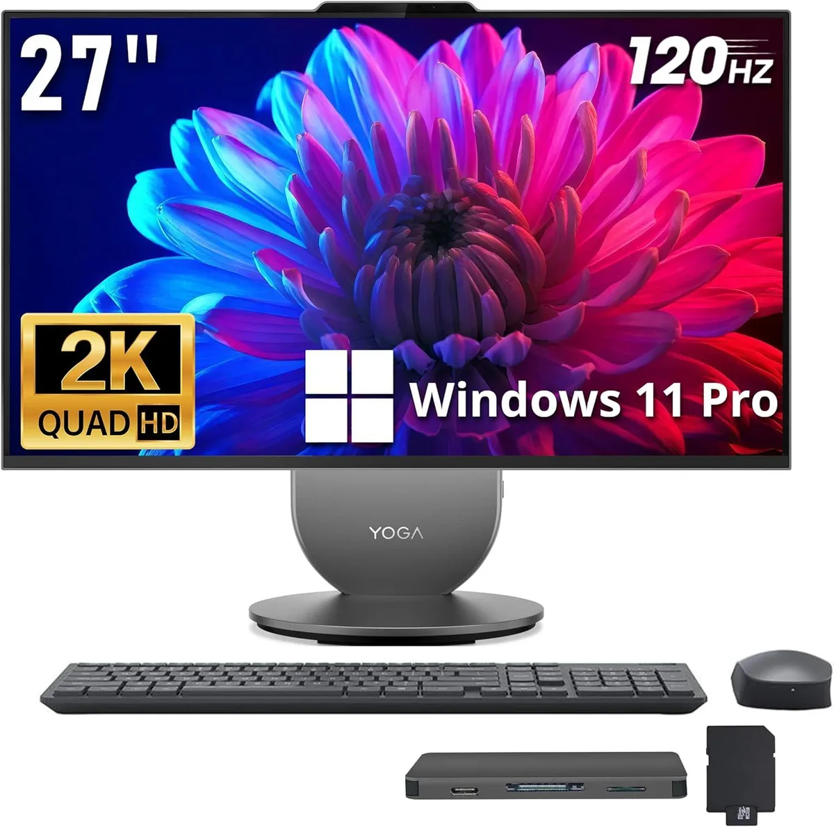 Lenovo Lenovo Yoga All-in-One PC 27" QHD 120Hz Intel Core Ultra 7 255H 16GB DDR5 2TB SSD 1TB Docking Station Gray — product photo