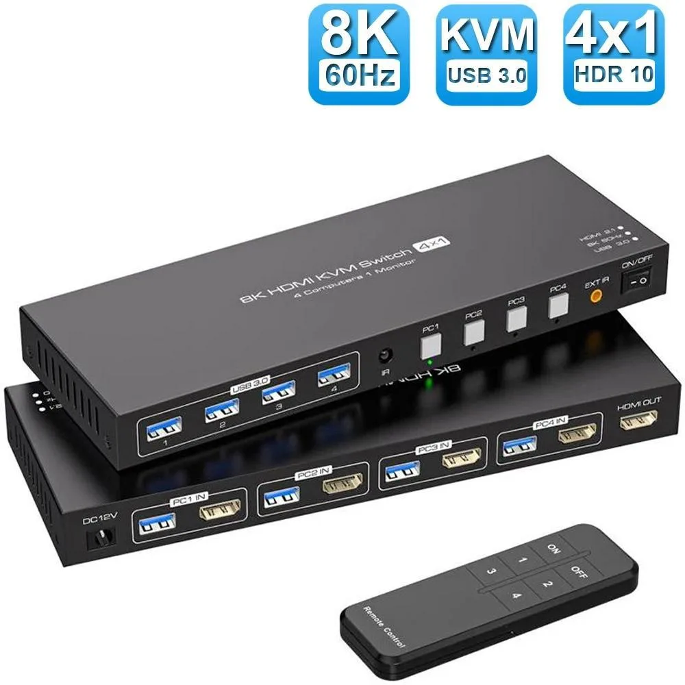 Jansicotek Jansicotek SW241-HD 4-Port HDMI KVM Switch 8K@60Hz — product photo