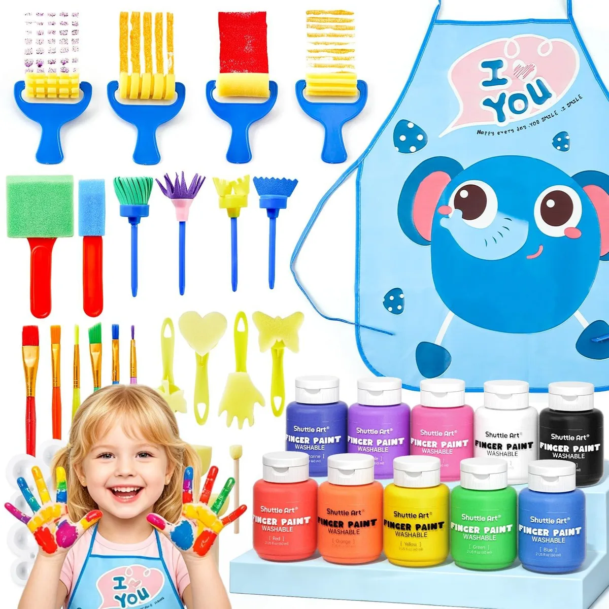  Shuttle Art SA FGP10 37 PCS Finger Paint Set 10 Colors 2 oz — product photo