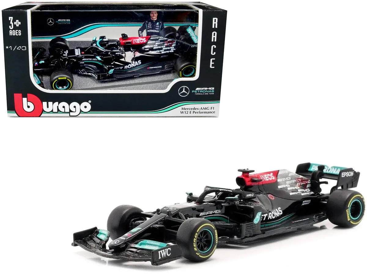 BBURAGO BBURAGO Mercedes-AMG F1 W12 E Performance #77 Valterri Bottas 1/43 Diecast 2021 hobby collectible — product photo