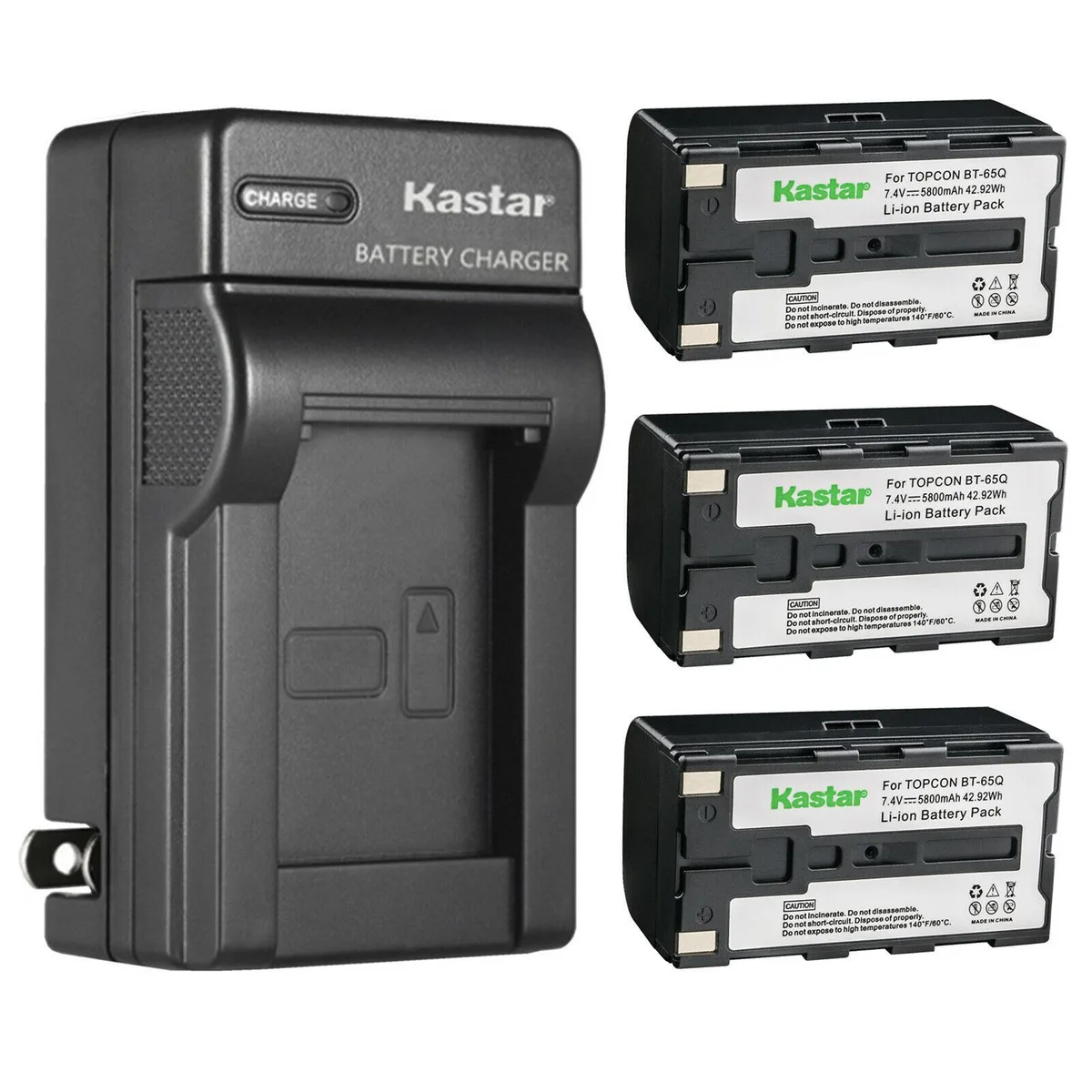 Kastar Kastar 3-pack BT-65Q 7.4V 5800mAh battery &amp; charger — product photo