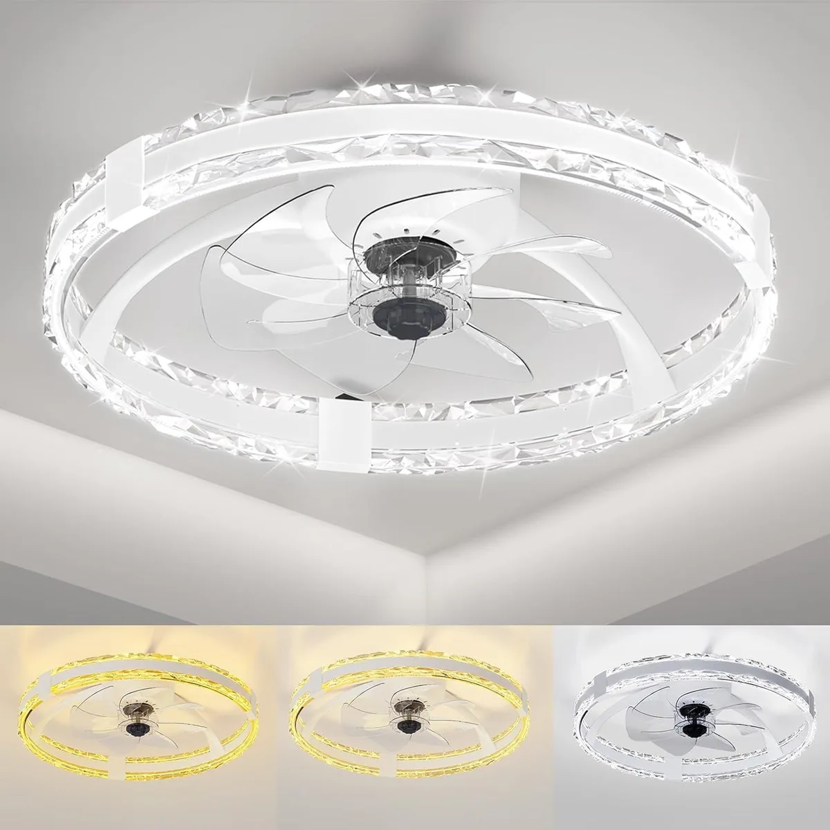  8289 20'' White ceiling fan 6 speeds 3 CCT 310 LED 150° 3000-6500K — product photo