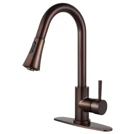 Single-handle pull-down kitchen faucet, oil finish, high arching spout