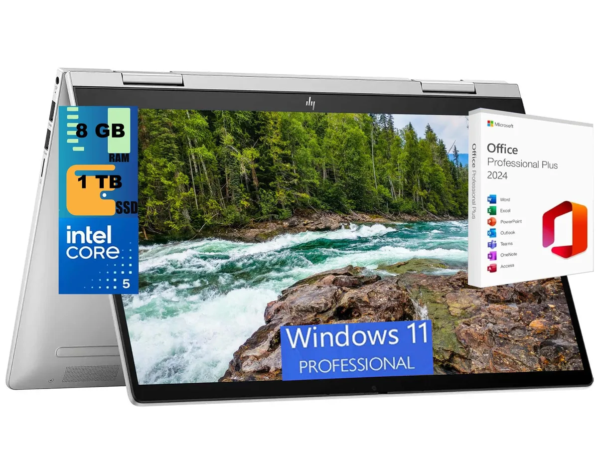 HP HP Envy x360 14 laptop Intel Core 5 120U 10-core 8GB 1TB SSD 14" FHD touchscreen Windows 11 Pro — product photo